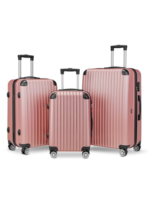 BeComfort L01-R 3 db-os, ABS, guruló, rosegold bőrönd szett (55cm+65cm+75cm)