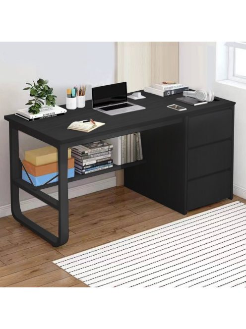 Fiókos íróasztal 140x50x73,5cm fekete LG03-140